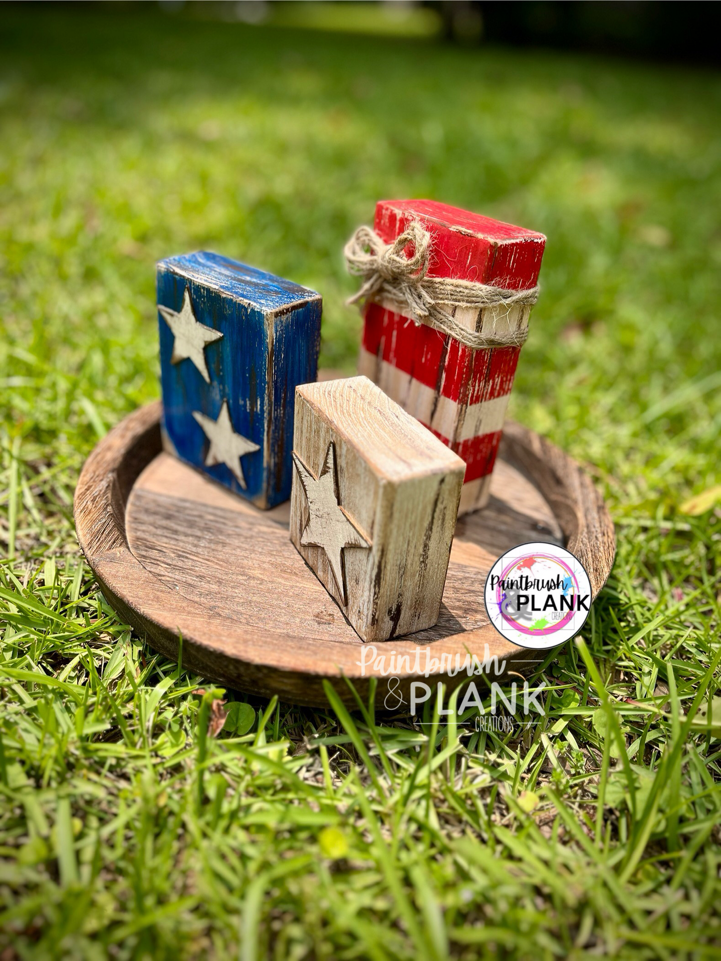 Patriotic Wood Block Shelf Sitters