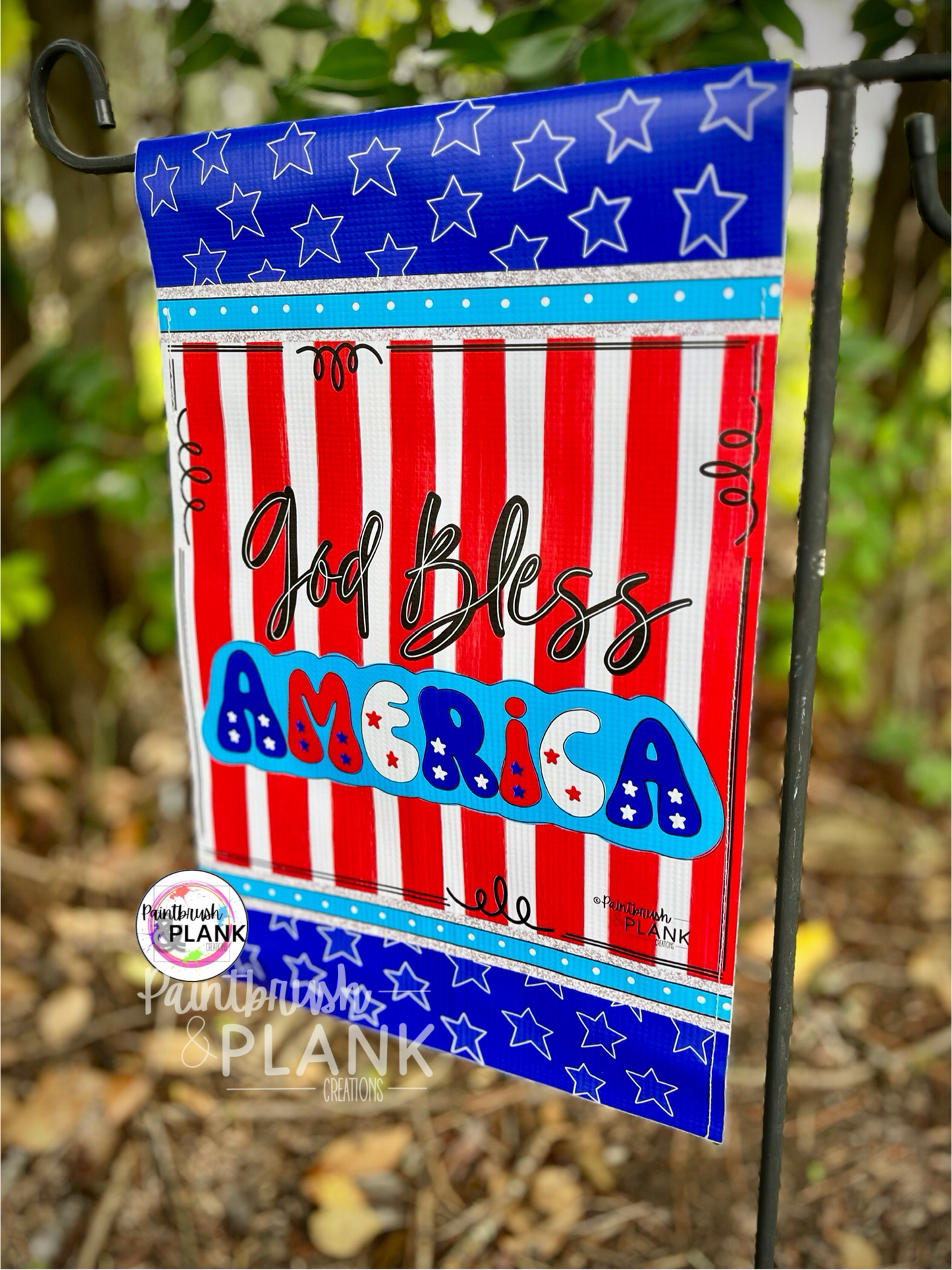 God Bless America Vinyl Garden Flag