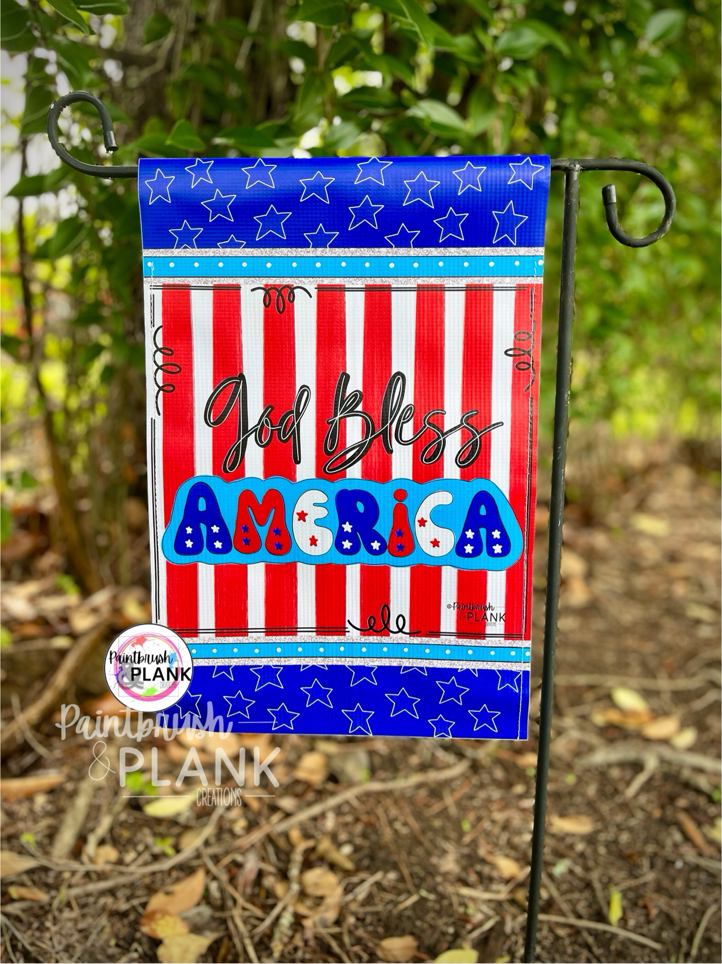 God Bless America Vinyl Garden Flag