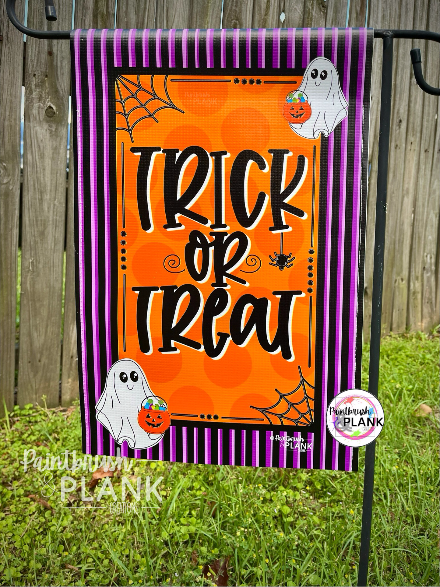 Trick or Treat Double Ghost Garden Flag