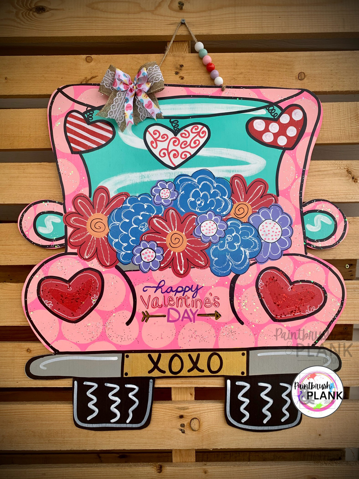 Valentine Flower Truck Door Hanger