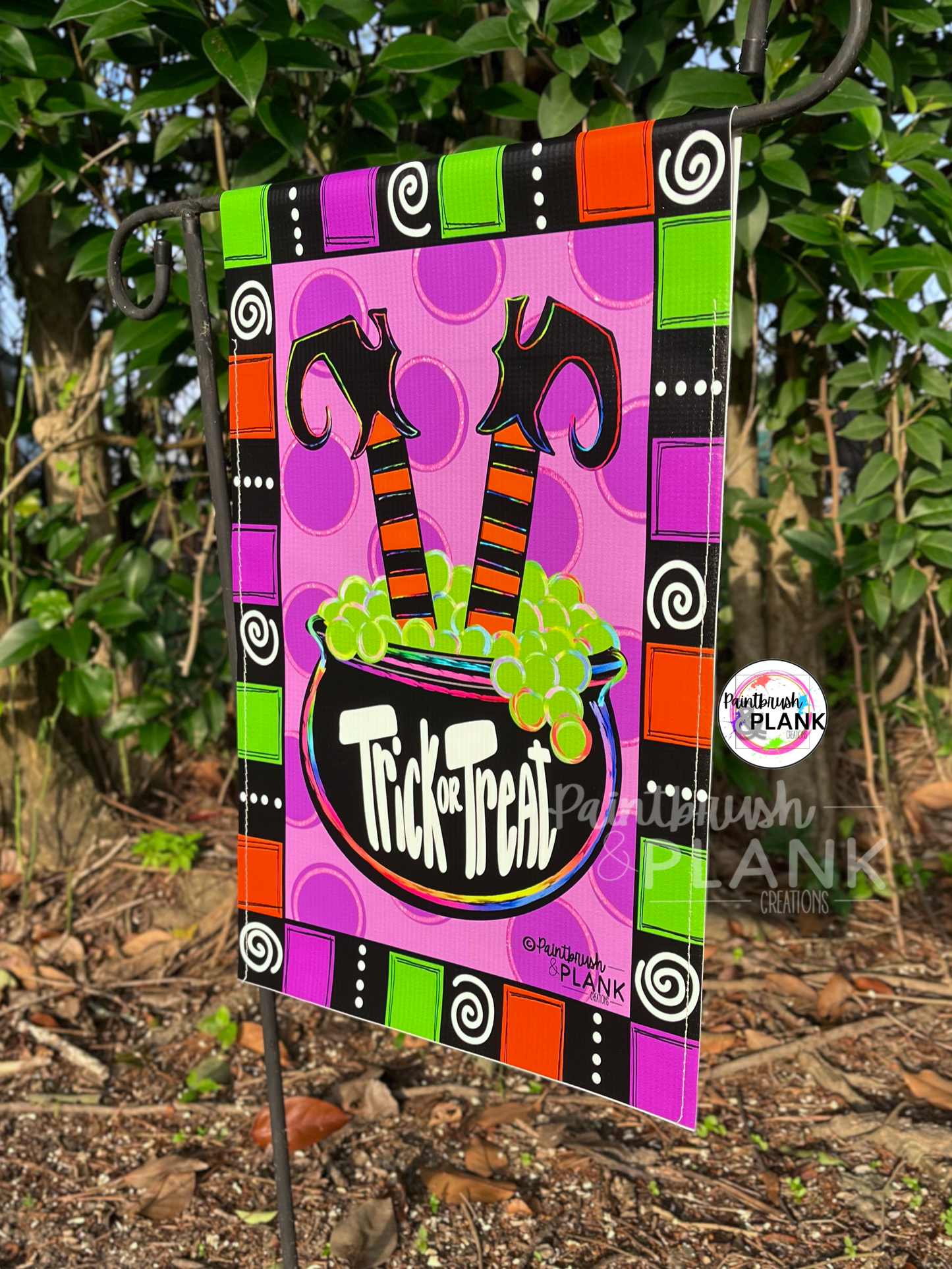Witch Leg Cauldron Garden Flag