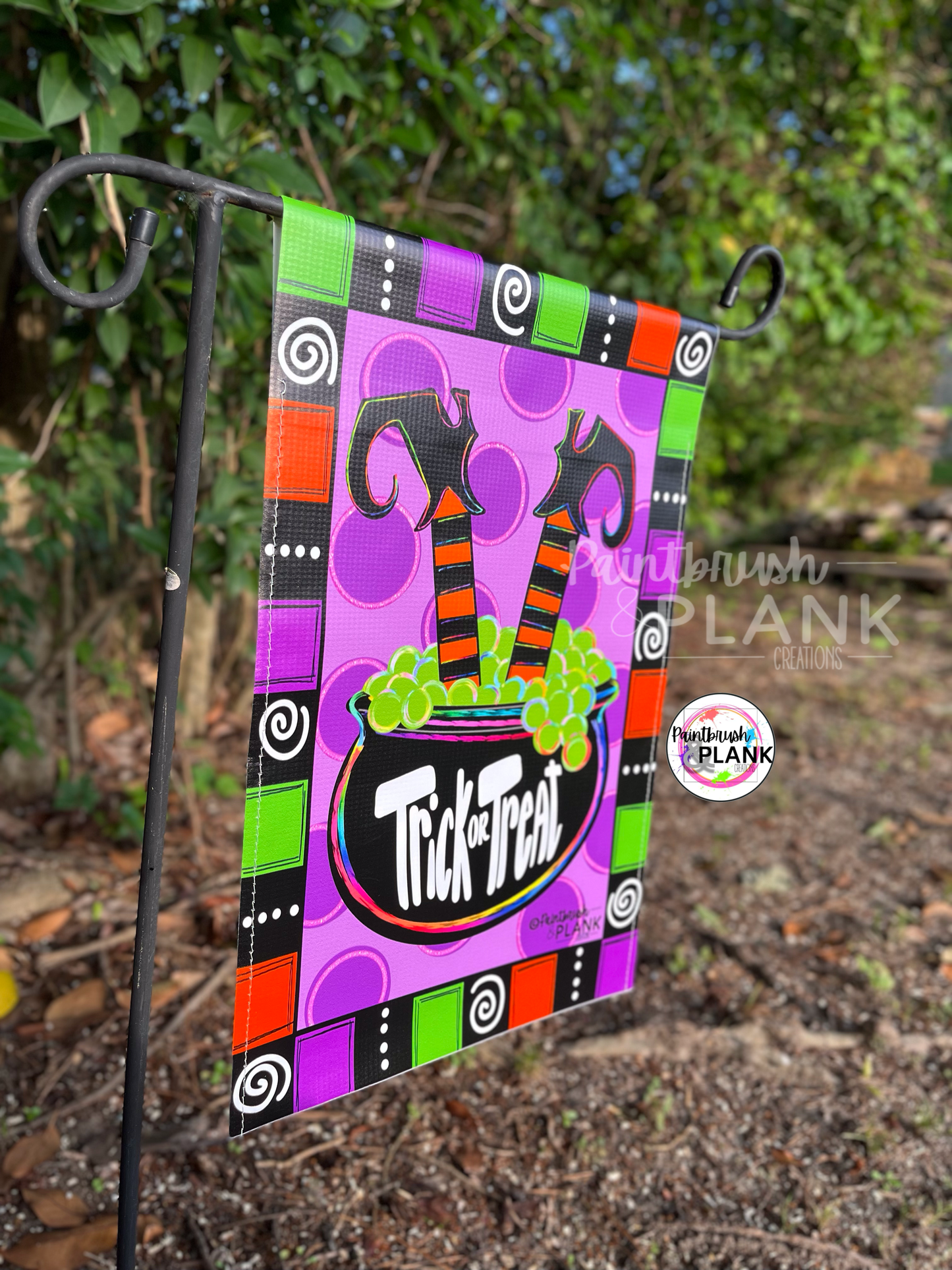 Witch Leg Cauldron Garden Flag