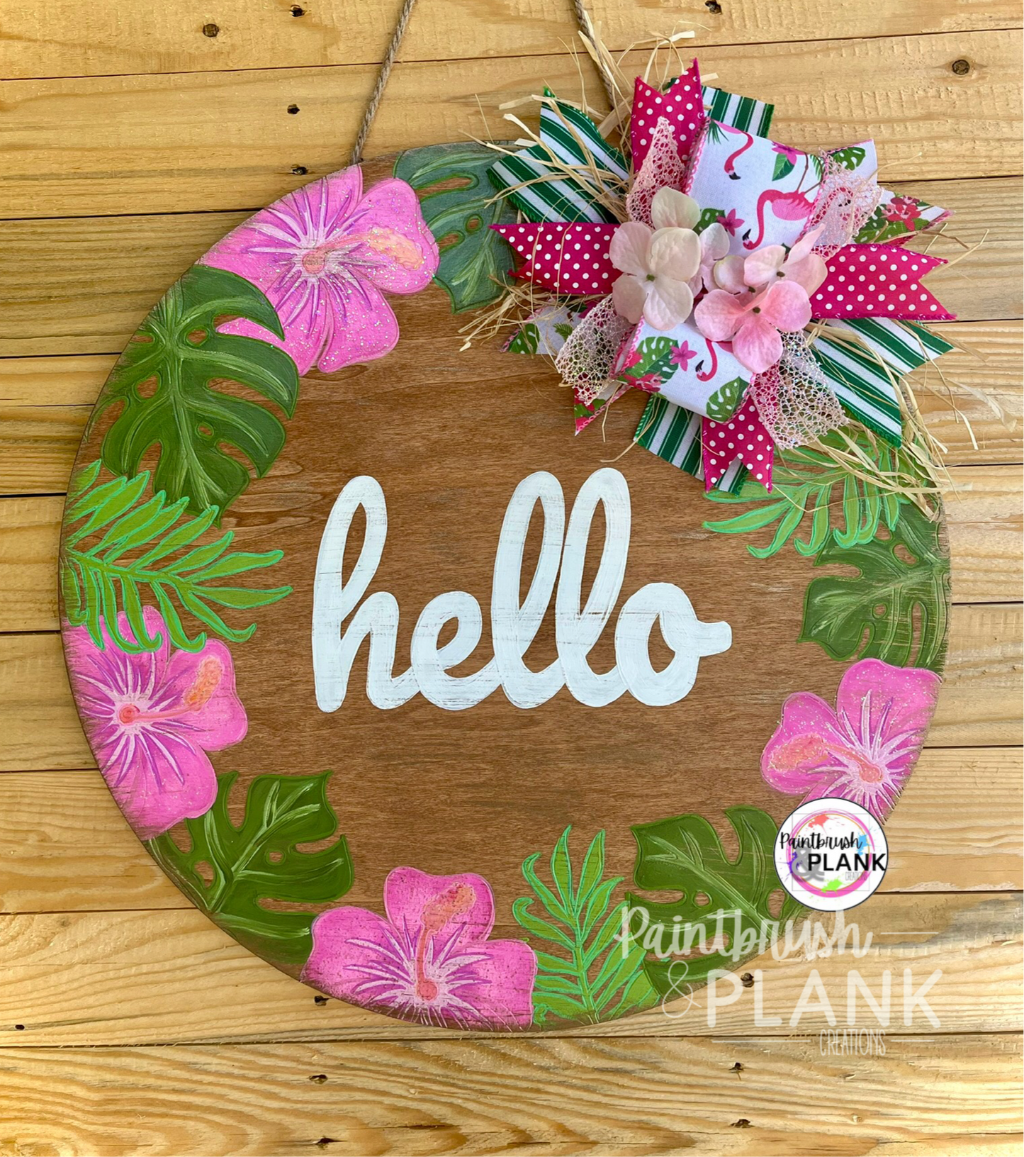 Tropical Hibiscus Flower Door Hanger