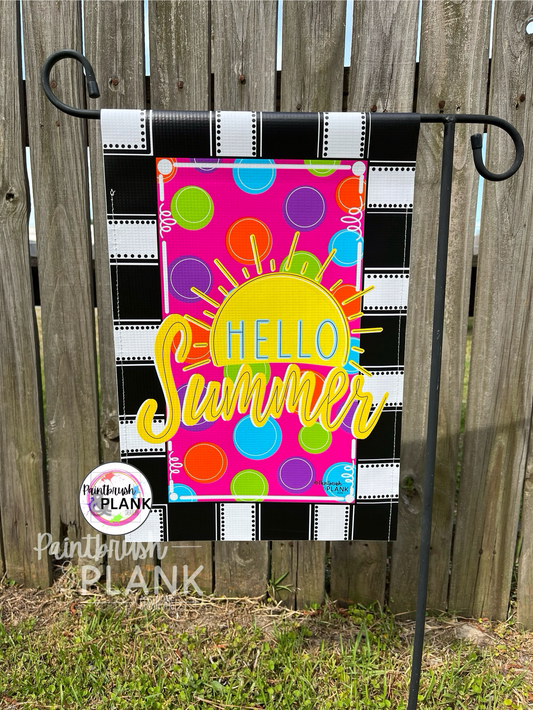 Hello Summer Colorful Garden Flag