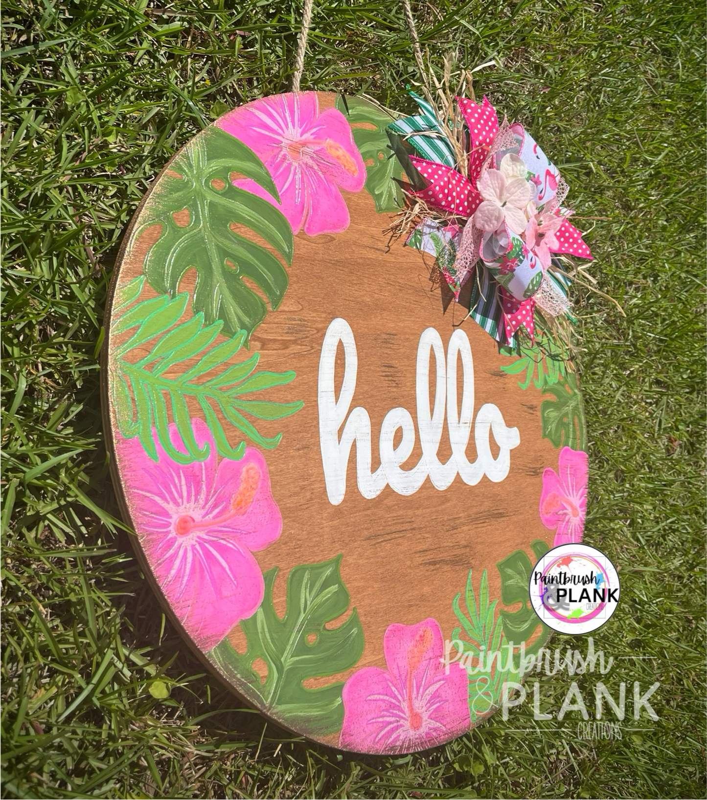 Tropical Hibiscus Flower Door Hanger