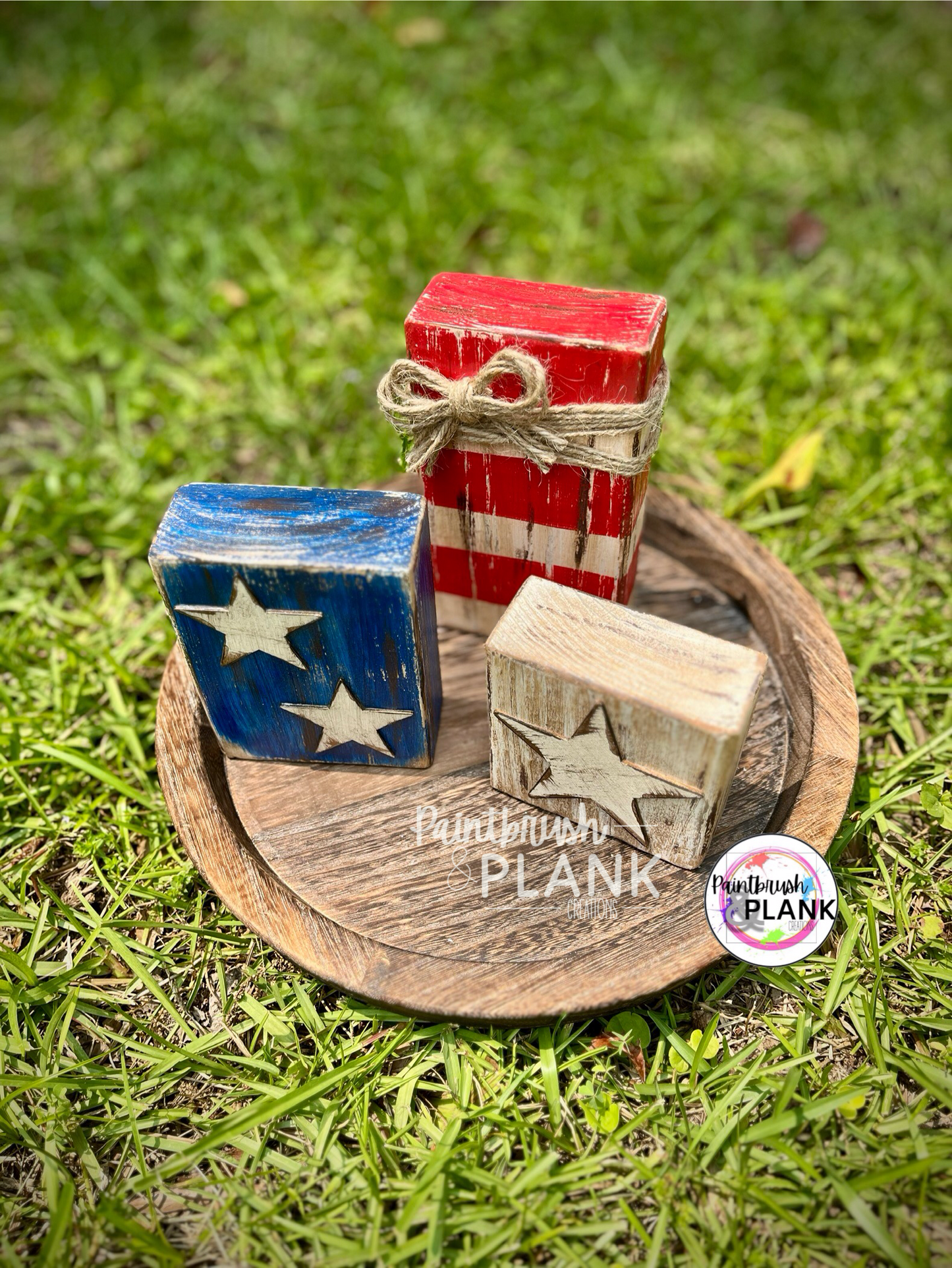 Patriotic Wood Block Shelf Sitters