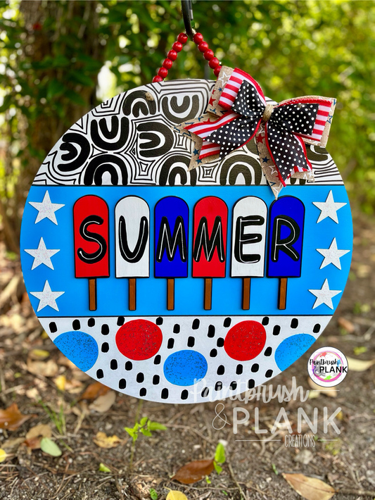 Patriotic Summer Popsicle Door Hanger