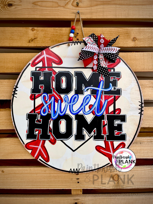 Baseball Home Sweet Home Door Hanger