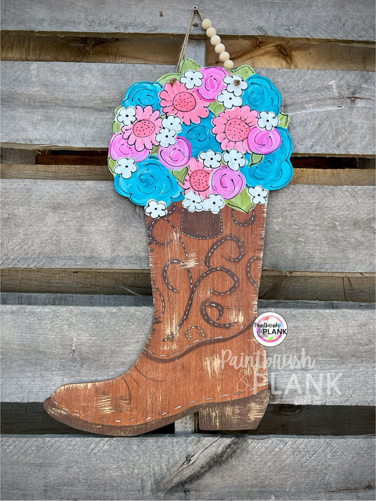Cowboy Flower Boot Door Hanger