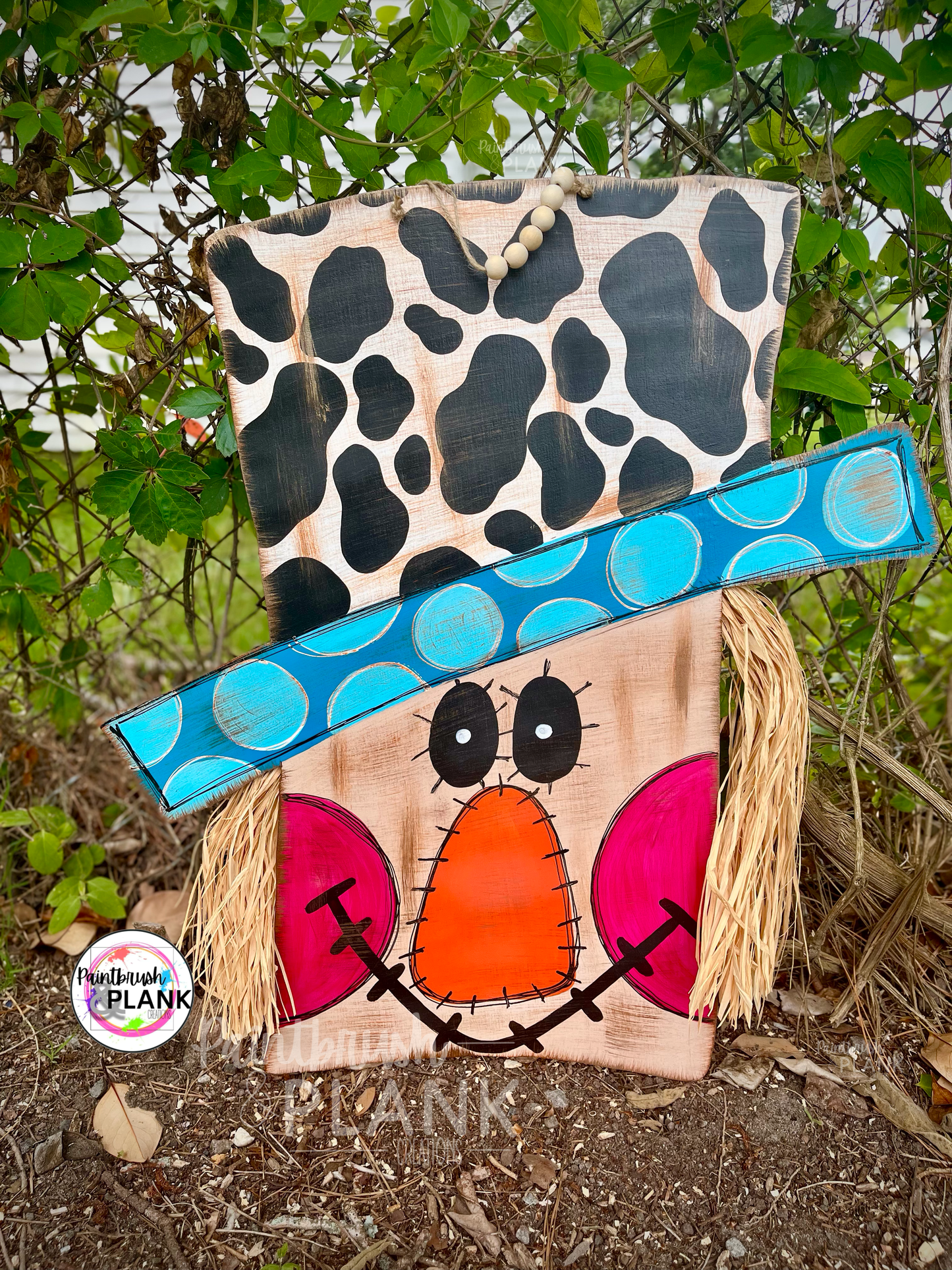 Scarecrow Door Hanger - Cow Print