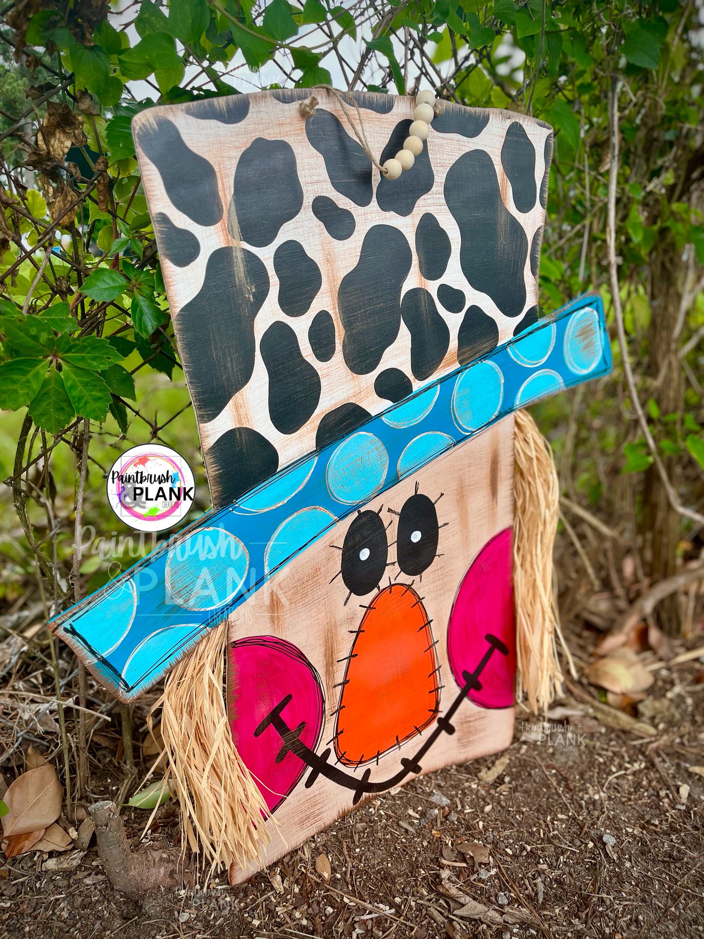 Scarecrow Door Hanger - Cow Print