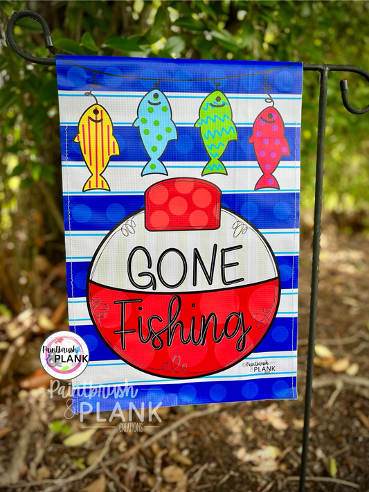 Gone Fishing Vinyl Garden Flag