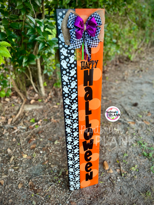 4ft Halloween Porch Leaner Orange Ghost