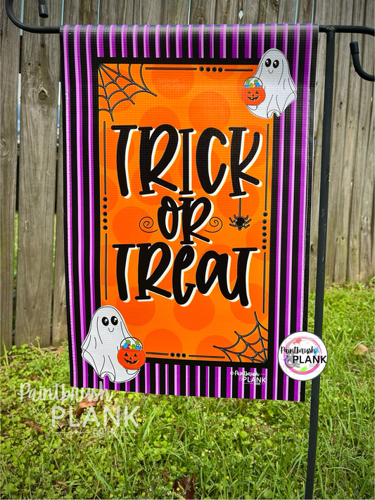 Trick or Treat Double Ghost Garden Flag