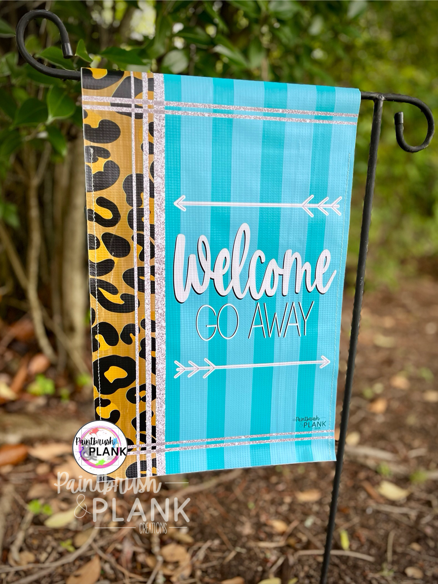 Welcome Go Away Vinyl Garden Flag